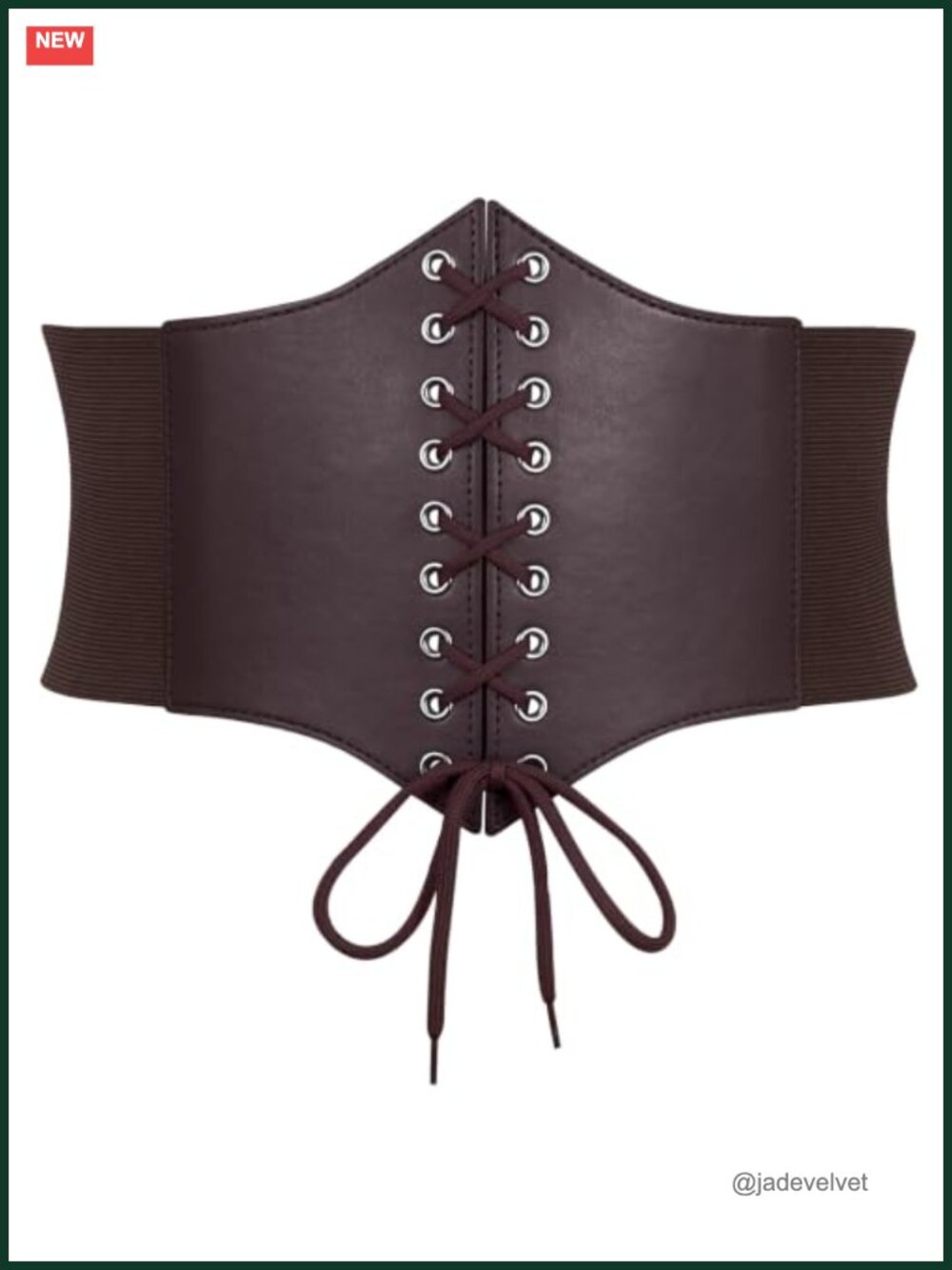 Faux PU Leather Lace-Up Corset Belt Elastic Wide Waist Belt for Dress Costume